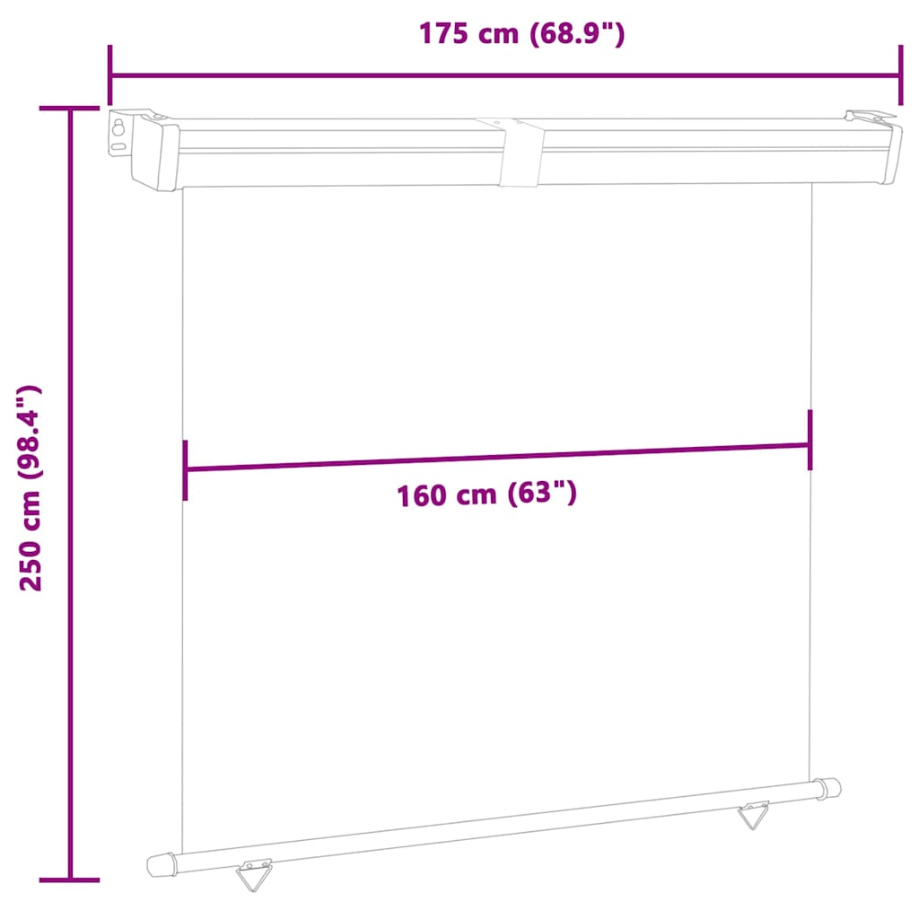 48438 vidaXL Balcony Side Awning 175x250 cm Blue