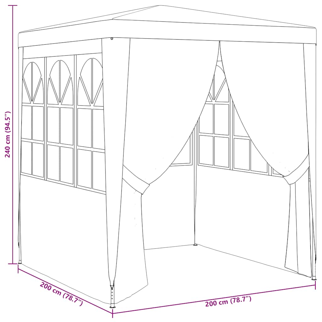 Professional Party Tent with Side Walls 2x2 m White 90 g/m²