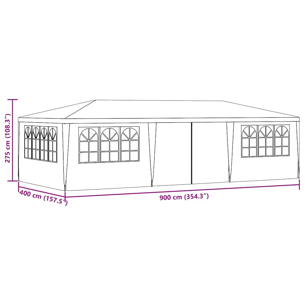 Professional Party Tent with Side Walls 4x9 m Blue 90 g/m²