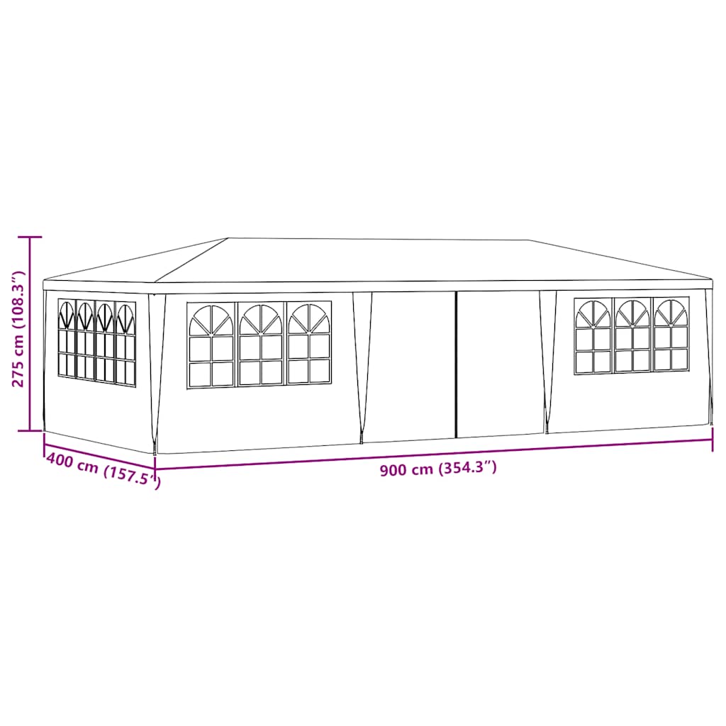 Professional Party Tent with Side Walls 4x9m Anthracite 90 g/m²