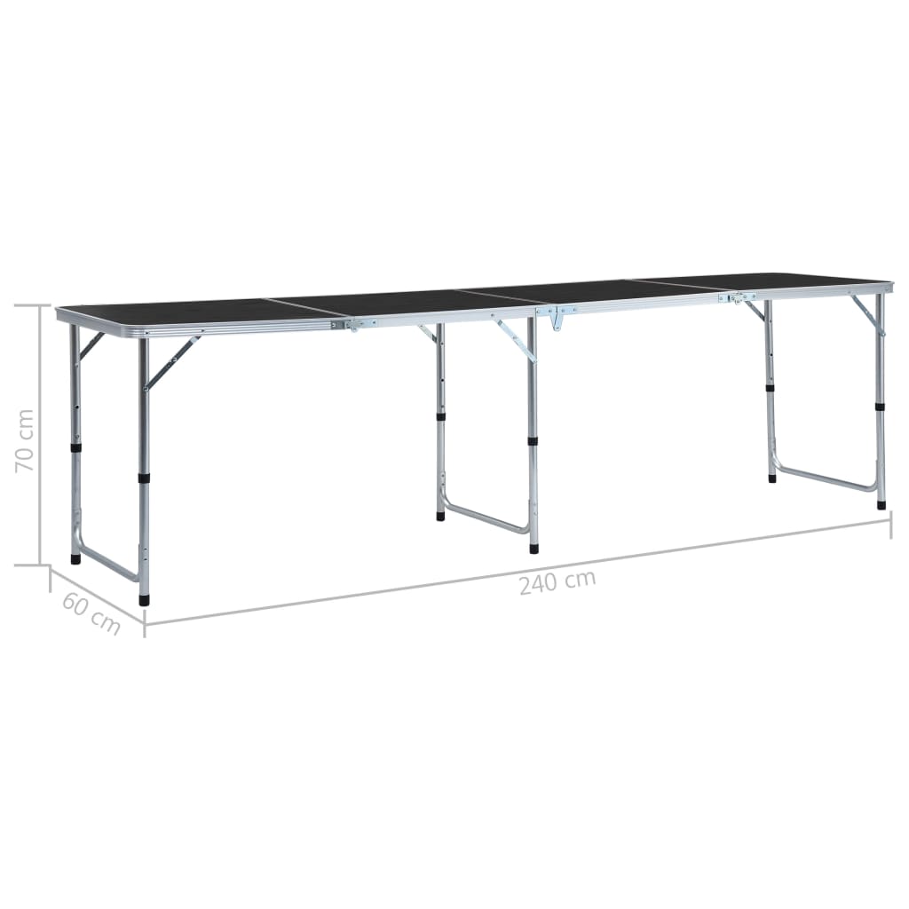 48177 vidaXL Foldable Camping Table Grey Aluminium 240x60 cm