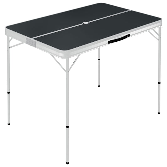 Folding Camping Table with 2 Benches Aluminium Grey Folding Camping Table with 2 Benches Aluminium Grey