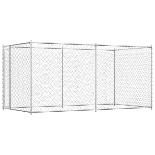 Outdoor Dog Kennel | Silver | Galvanised Steel | 382 x 192 x 185 cm Outdoor Dog Kennel | Silver | Galvanised Steel | 382 x 192 x 185 cm