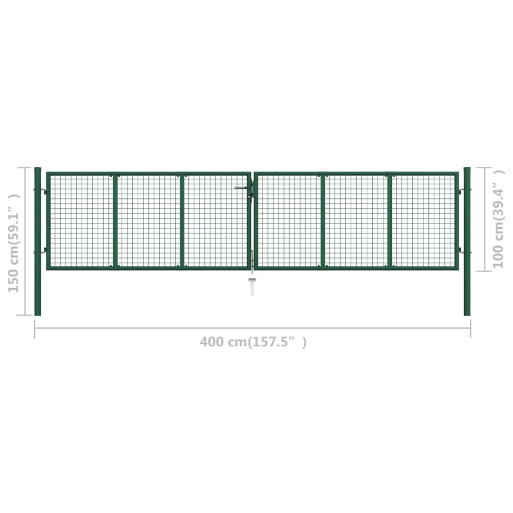 Mesh Garden Gate Steel 400x100 cm Green