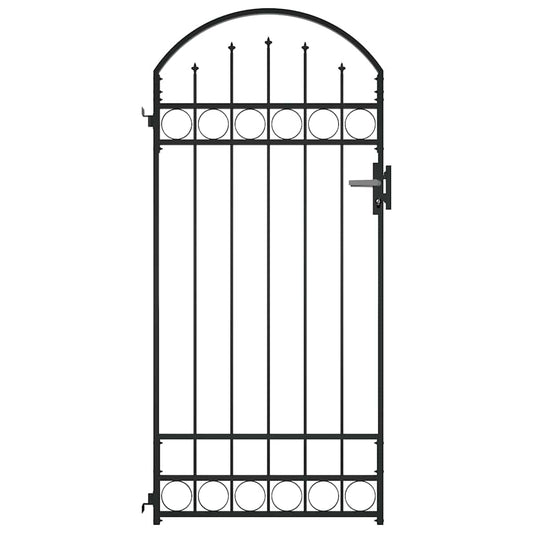 145750 vidaXL Fence Gate "ASSEN" with Arched Top Steel 89x200 cm Black 145750 vidaXL Fence Gate "ASSEN" with Arched Top Steel 89x200 cm Black