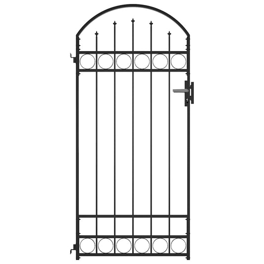 Fence Gate ASSEN with Arched Top Steel 89x200 cm Black Fence Gate ASSEN with Arched Top Steel 89x200 cm Black