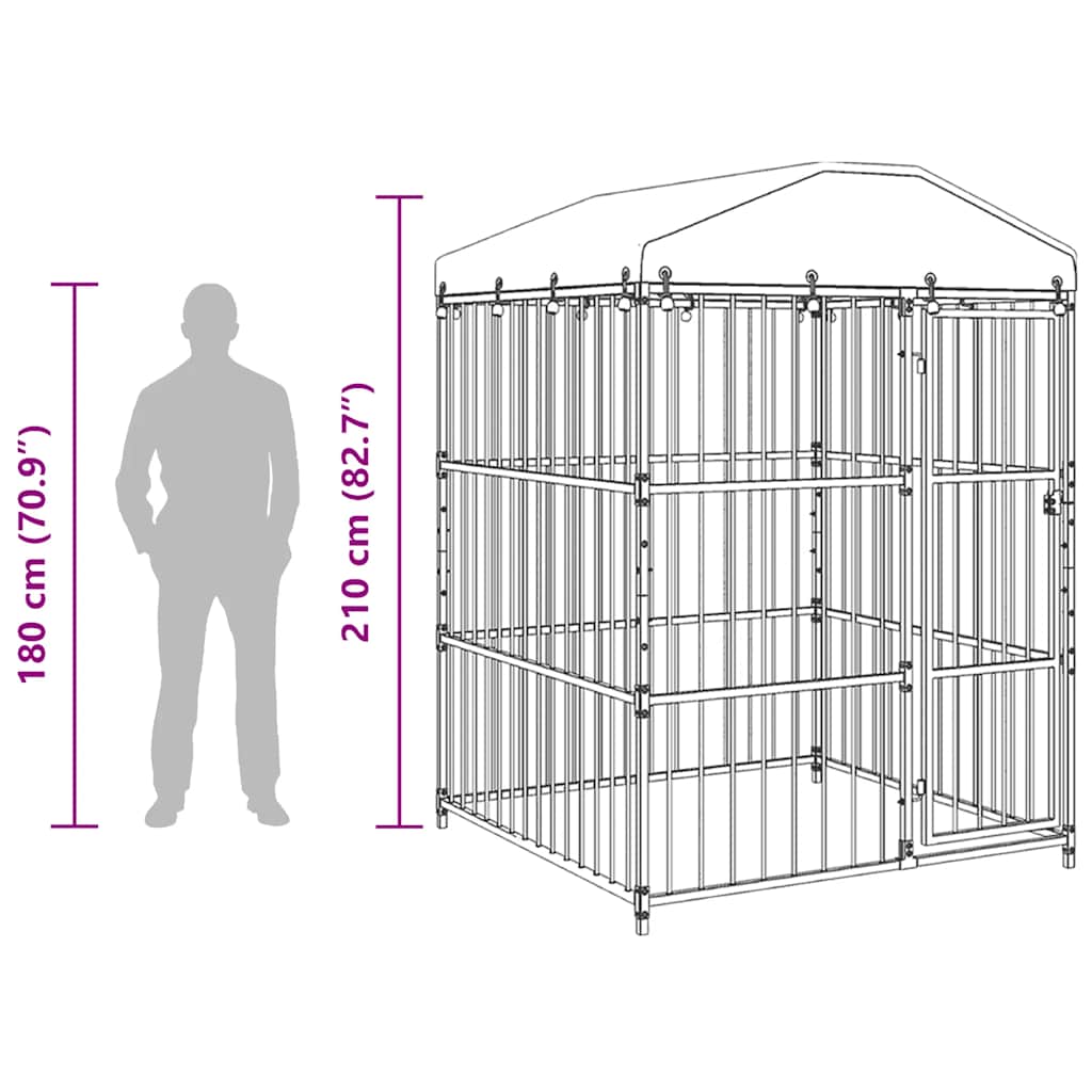 Outdoor Dog Kennel with Roof 150x150x210 cm