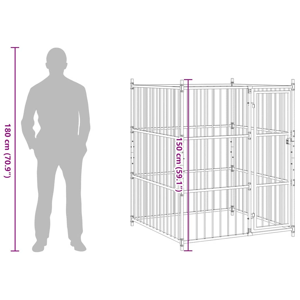 Outdoor Dog Kennel 120x120x150 cm
