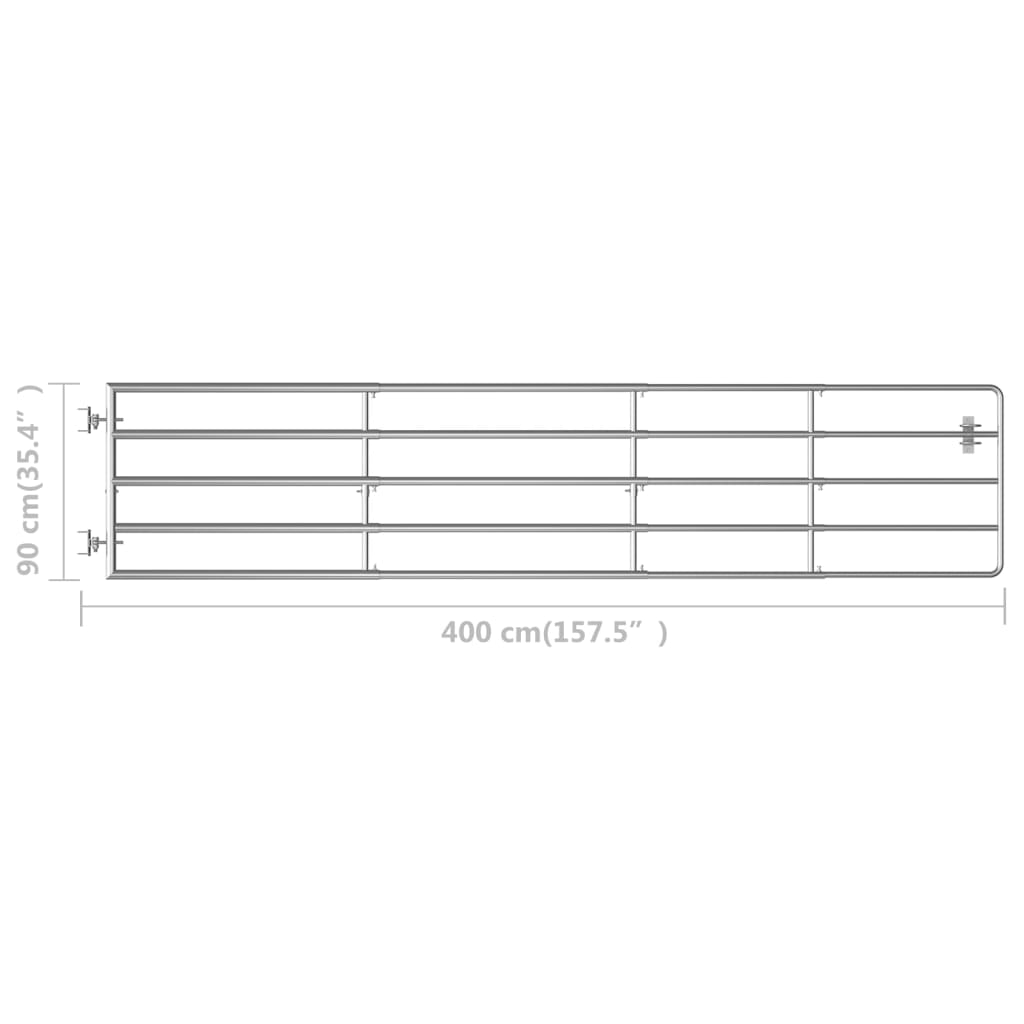 145987 vidaXL 5 Bar Field Gate Steel (150-400)x90 cm Silver