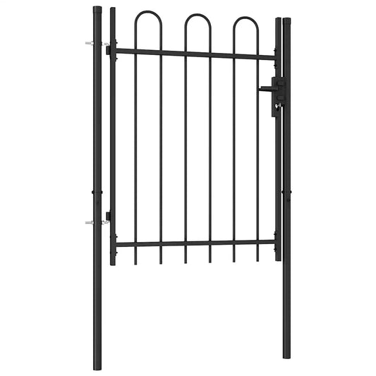 Fence Gate "BOXTEL" Single Door with Arched Top Steel 1x1,2 m Black Fence Gate "BOXTEL" Single Door with Arched Top Steel 1x1,2 m Black