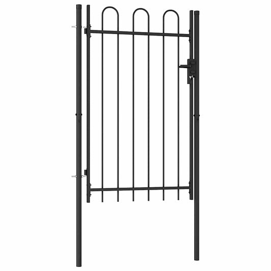 Fence Gate "BOXTEL" Single Door with Arched Top Steel 1x1,5 m Black Fence Gate "BOXTEL" Single Door with Arched Top Steel 1x1,5 m Black