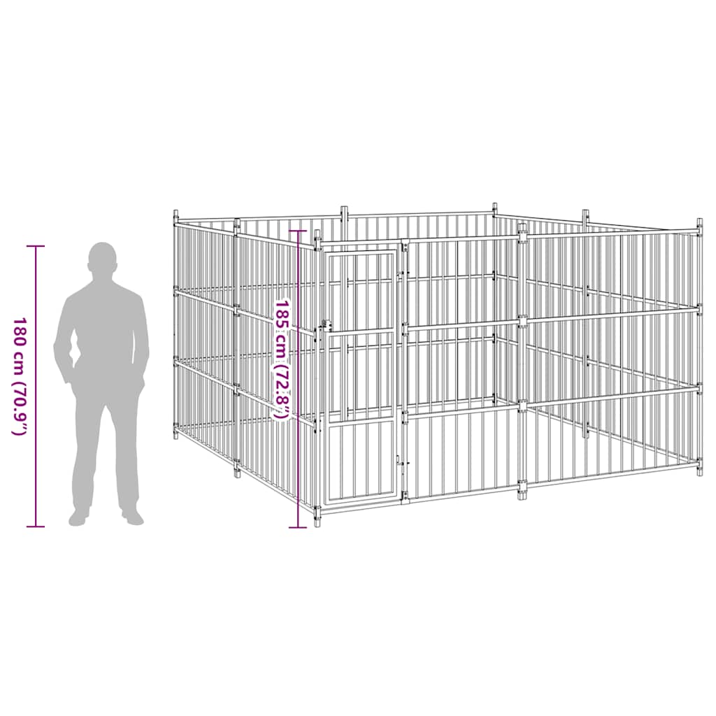 Dog Kennel | Black | Steel | 300x300x185 cm | Locks | Dog Kennel