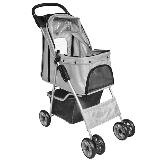 Folding Pet Stroller Dog/Cat Travel Carrier Grey Folding Pet Stroller Dog/Cat Travel Carrier Grey