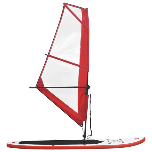 Inflatable Stand Up Paddleboard with Sail Set Red and White Inflatable Stand Up Paddleboard with Sail Set Red and White