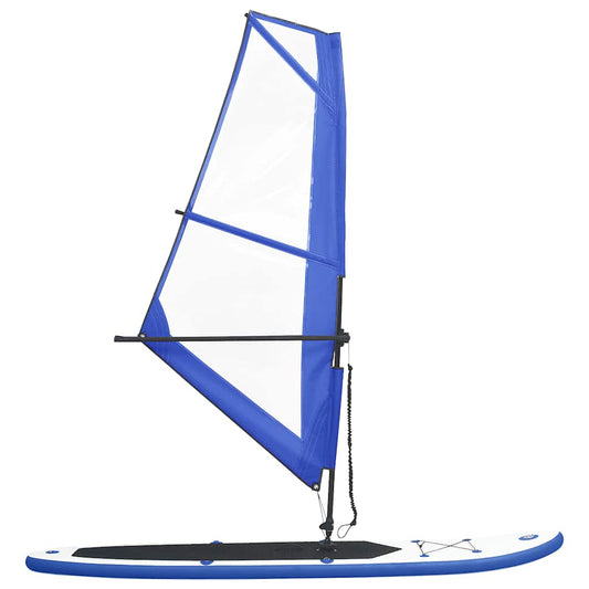 Inflatable Stand Up Paddleboard with Sail Set Blue and White Inflatable Stand Up Paddleboard with Sail Set Blue and White
