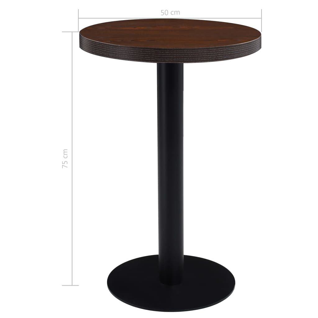 Bistro Table | Dark Brown, Black | MDF, Steel | Compact | Round | Modern