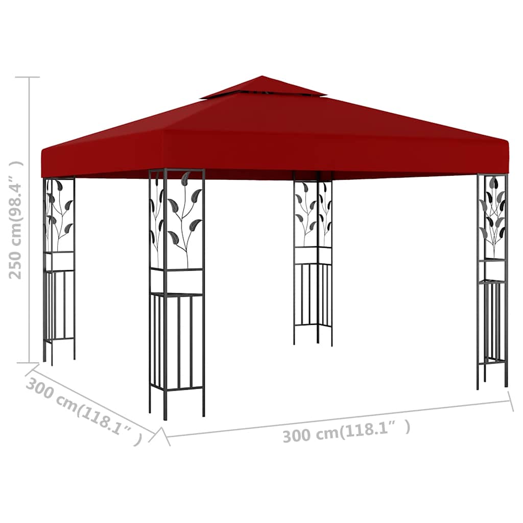 47947 vidaXL Gazebo 3x3 m Wine Red