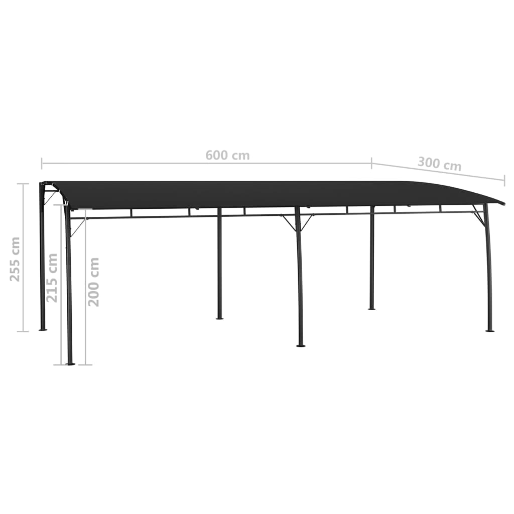 Sunshade awnings 6 x 3 x 2.55 m Anthracite