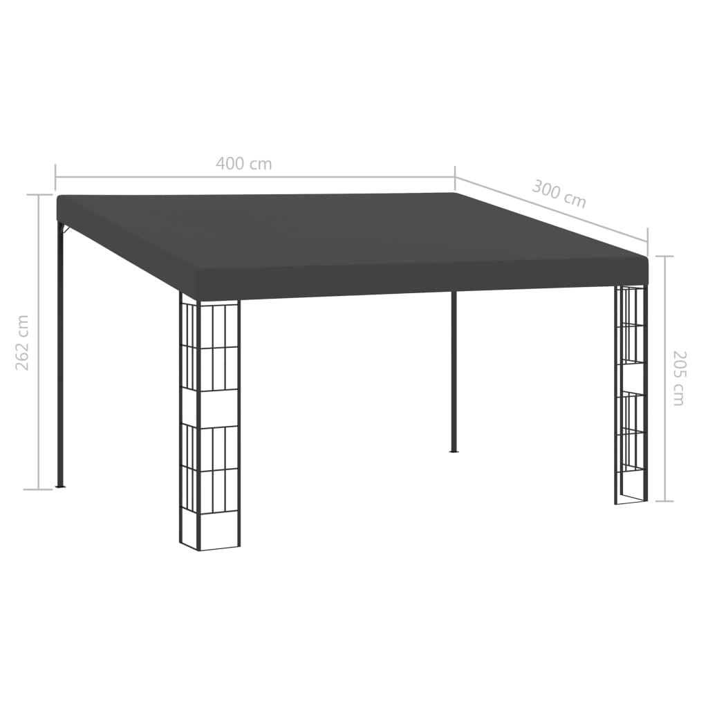47991 vidaXL Wall-mounted Gazebo 3x4 m Anthracite Fabric