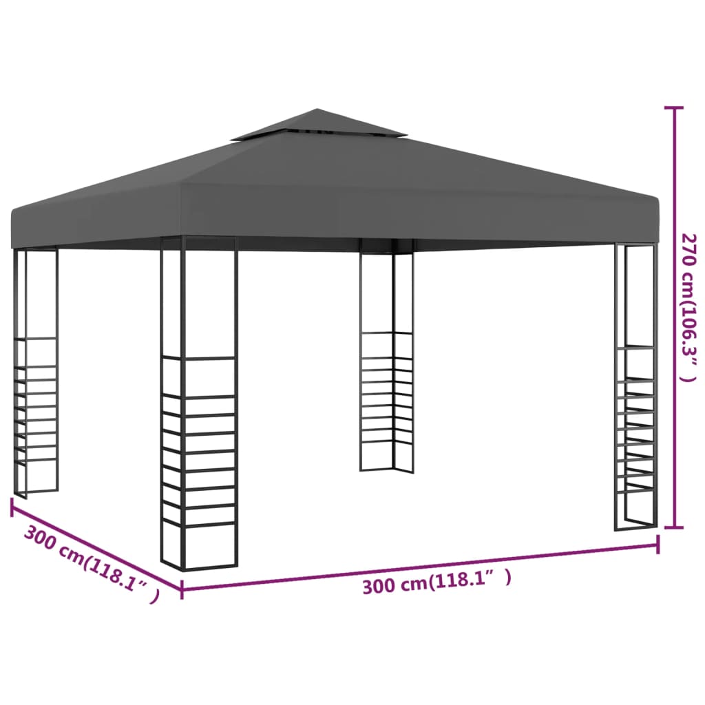 48034 vidaXL Garden Marquee 3x3 m Anthracite
