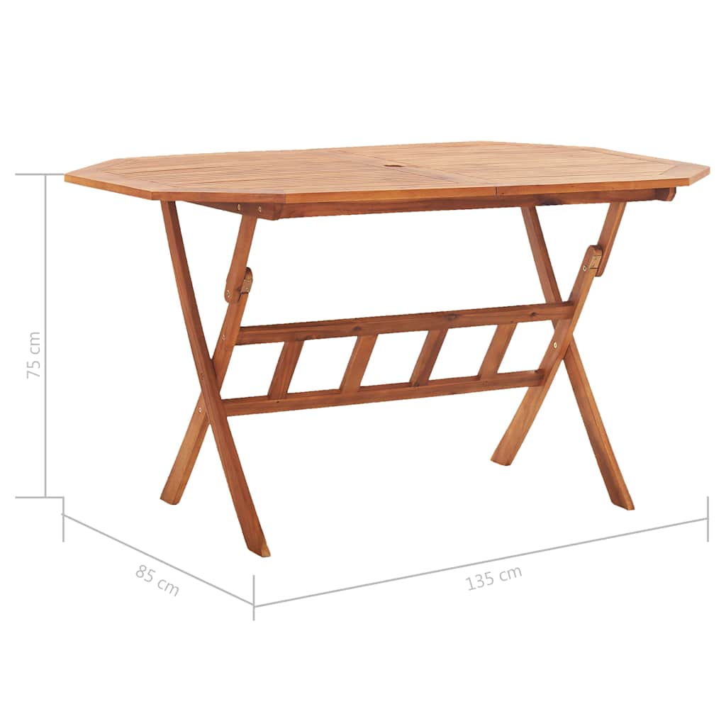 46657 vidaXL Folding Garden Table 135x85x75 cm Solid Acacia Wood