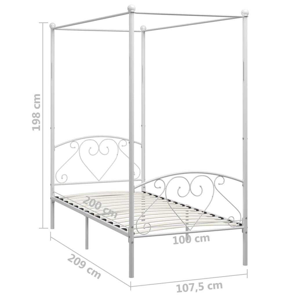Bed Frame | White | Metal | Single | Durable | Bed Frame | Rectangular