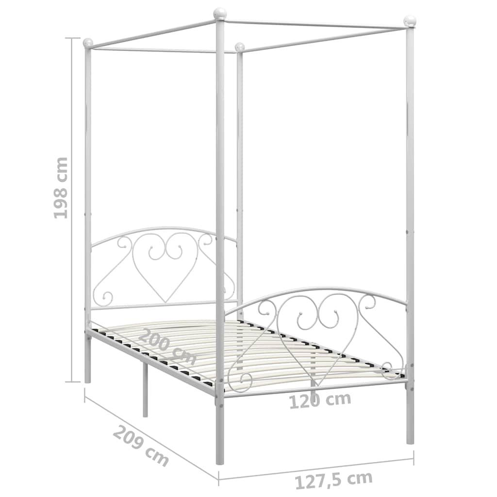 Canopy Bed Frame without Mattress White Metal 120x200 cm