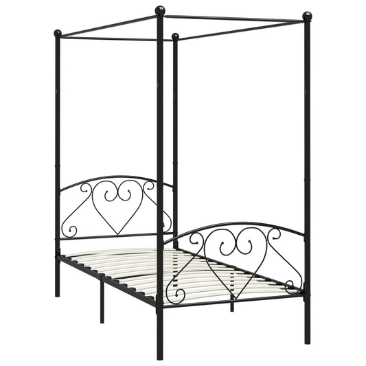 284433 vidaXL Canopy Bed Frame without Mattress Black Metal 90x200 cm 284433 vidaXL Canopy Bed Frame without Mattress Black Metal 90x200 cm