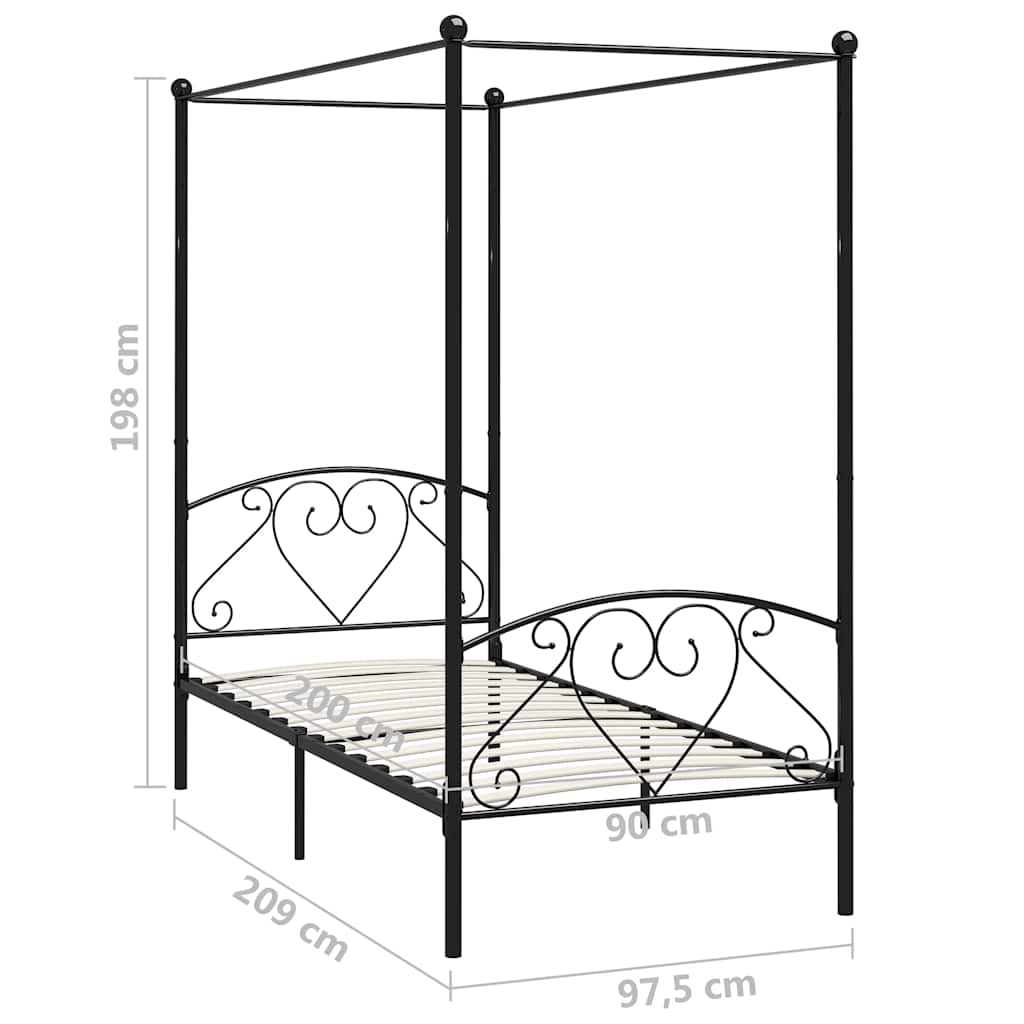 Bed Frame | Black | Solid Metal | Single | Classic/Traditional