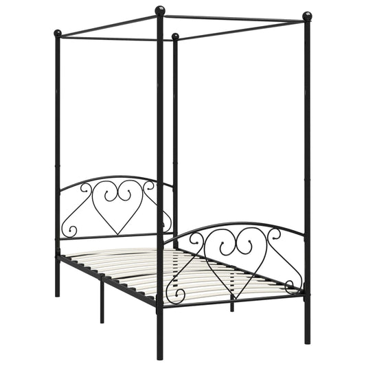 284434 vidaXL Canopy Bed Frame without Mattress Black Metal 100x200 cm 284434 vidaXL Canopy Bed Frame without Mattress Black Metal 100x200 cm