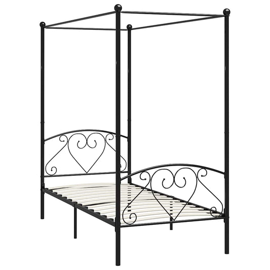 284435 vidaXL Canopy Bed Frame without Mattress Black Metal 120x200 cm 284435 vidaXL Canopy Bed Frame without Mattress Black Metal 120x200 cm