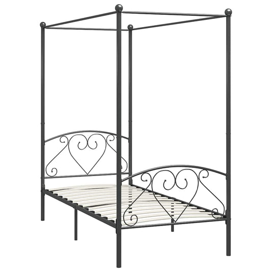 284441 vidaXL Canopy Bed Frame without Mattress Grey Metal 100x200 cm 284441 vidaXL Canopy Bed Frame without Mattress Grey Metal 100x200 cm