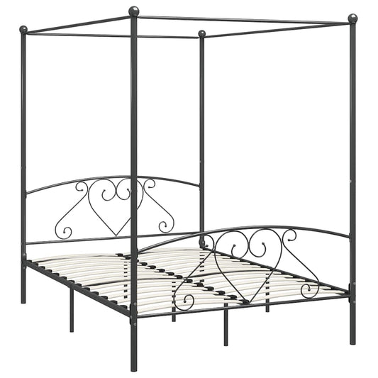 284444 vidaXL Canopy Bed Frame without Mattress Grey Metal 160x200 cm 284444 vidaXL Canopy Bed Frame without Mattress Grey Metal 160x200 cm