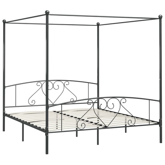284445 vidaXL Canopy Bed Frame without Mattress Grey Metal 180x200 cm Super King 284445 vidaXL Canopy Bed Frame without Mattress Grey Metal 180x200 cm Super King
