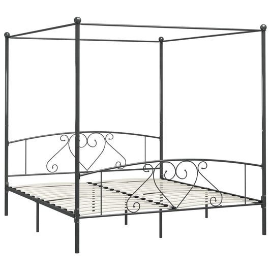284446 vidaXL Canopy Bed Frame without Mattress Grey Metal 200x200 cm 284446 vidaXL Canopy Bed Frame without Mattress Grey Metal 200x200 cm