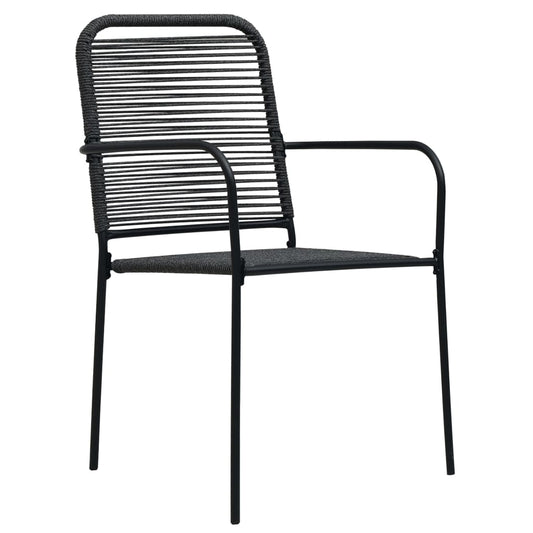 Garden Chairs 2 pcs Cotton Rope and Steel Black Garden Chairs 2 pcs Cotton Rope and Steel Black