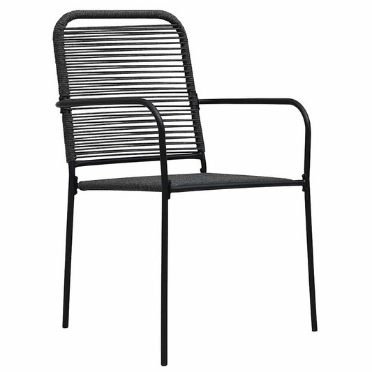 48568 vidaXL Garden Chairs 2 pcs Cotton Rope and Steel Black 48568 vidaXL Garden Chairs 2 pcs Cotton Rope and Steel Black