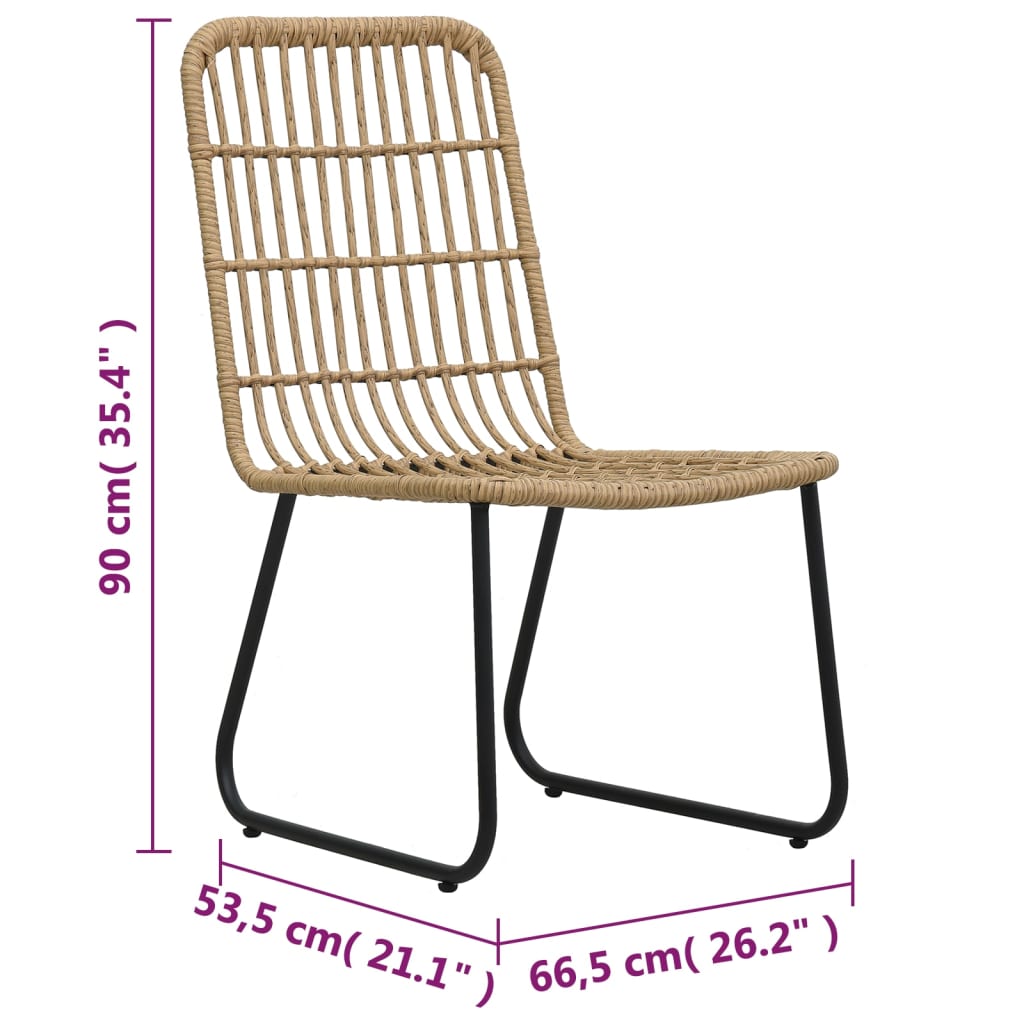 Garden Chair | Set of 2 | Oak and Black | PE Rattan | Standard | Tough