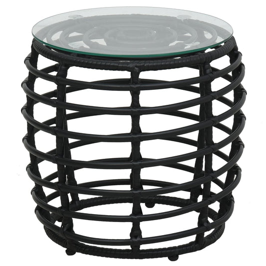 Bistro Set | Black, Transparent | PE rattan, powder-coated steel, glass Bistro Set | Black, Transparent | PE rattan, powder-coated steel, glass
