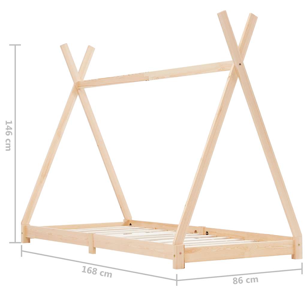 283356 vidaXL Kids Bed Frame Solid Pine Wood 80x160 cm