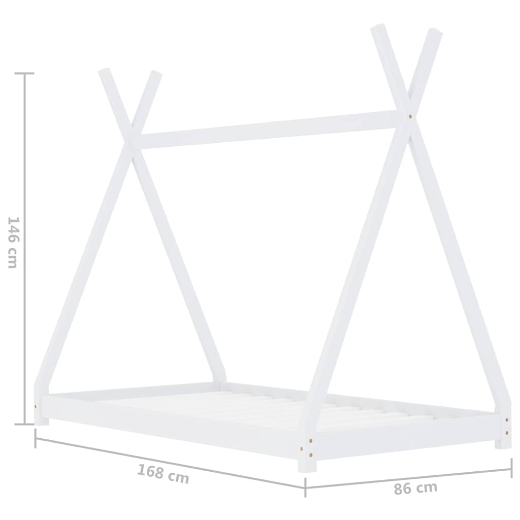 283359 vidaXL Kids Bed Frame White Solid Pine Wood 80x160 cm