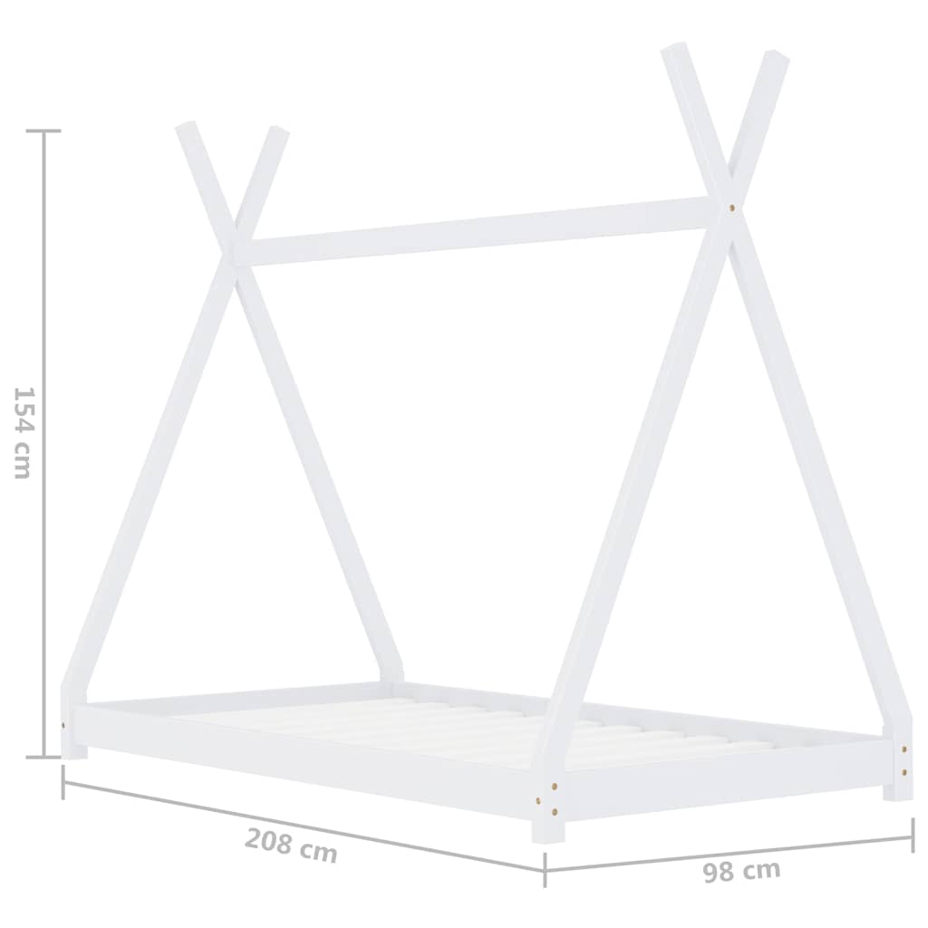 283360 vidaXL Kids Bed Frame White Solid Pine Wood 90x200 cm