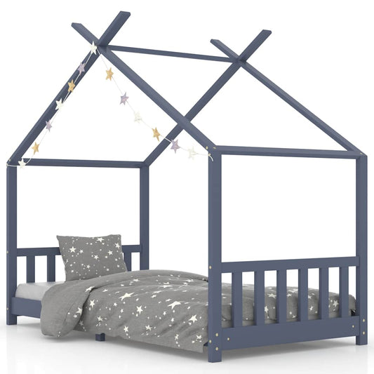 Kids Bed Frame Grey Solid Pine Wood 90x200 cm Kids Bed Frame Grey Solid Pine Wood 90x200 cm
