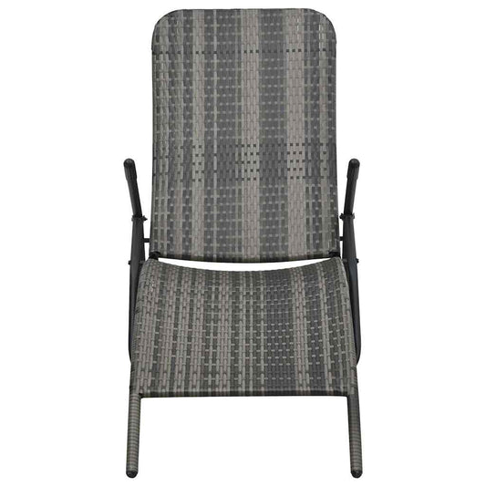 48128 vidaXL Folding Sun Lounger Poly Rattan Grey 48128 vidaXL Folding Sun Lounger Poly Rattan Grey