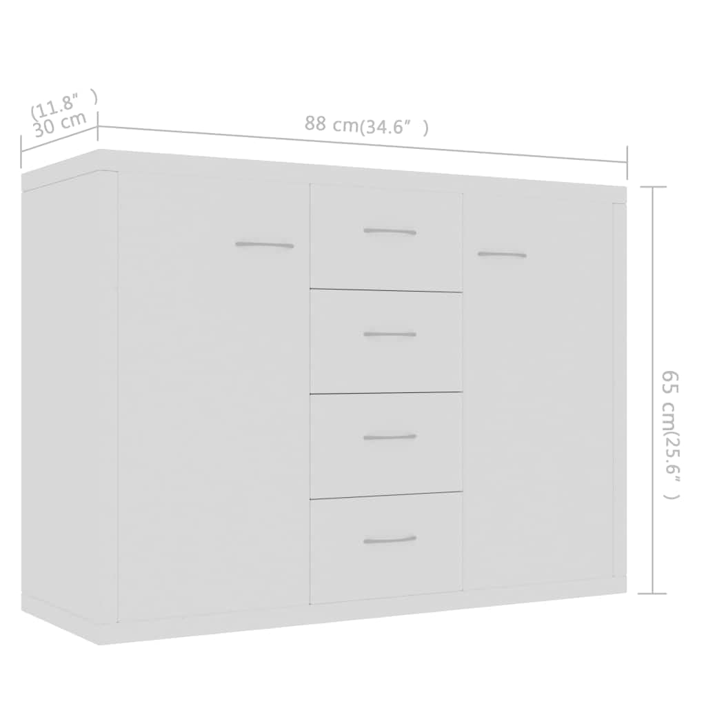 800684 vidaXL Sideboard White 88x30x65 cm Engineered Wood
