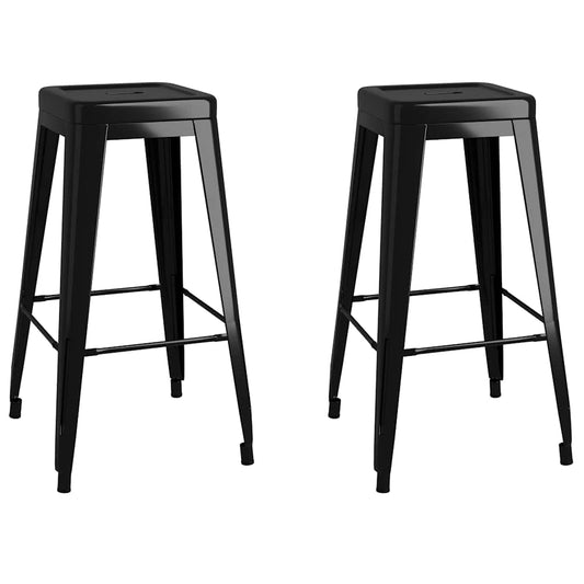 Bar Stool | Set of 2 | Black | Metal | Tall | Footrest | Bar Stool Bar Stool | Set of 2 | Black | Metal | Tall | Footrest | Bar Stool