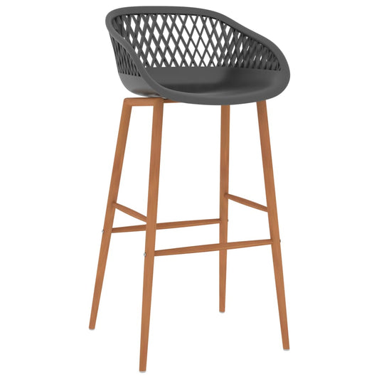 Bar Chair | Set of 2 | Grey | Polypropylene, Metal | Standard | Footrest Bar Chair | Set of 2 | Grey | Polypropylene, Metal | Standard | Footrest