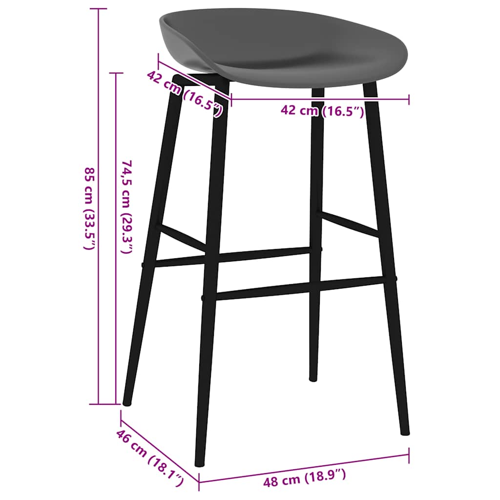 Bar Chairs 2 pcs Grey