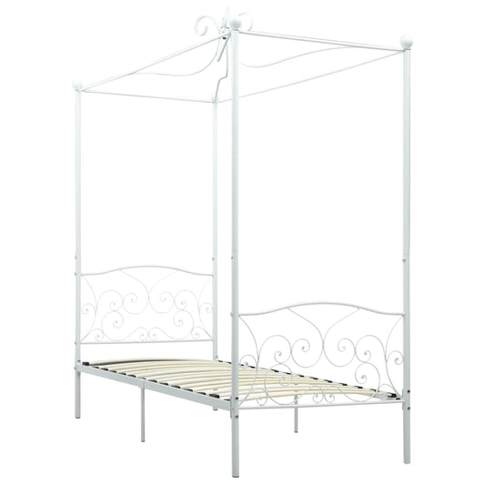284468 vidaXL Canopy Bed Frame without Mattress White Metal 90x200 cm 284468 vidaXL Canopy Bed Frame without Mattress White Metal 90x200 cm