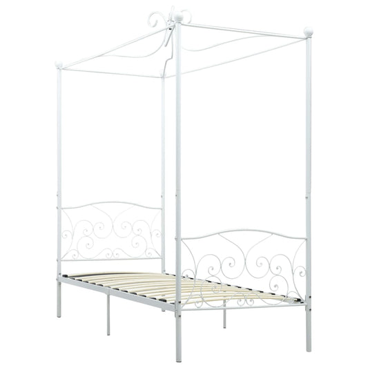 284469 vidaXL Canopy Bed Frame without Mattress White Metal 100x200 cm 284469 vidaXL Canopy Bed Frame without Mattress White Metal 100x200 cm